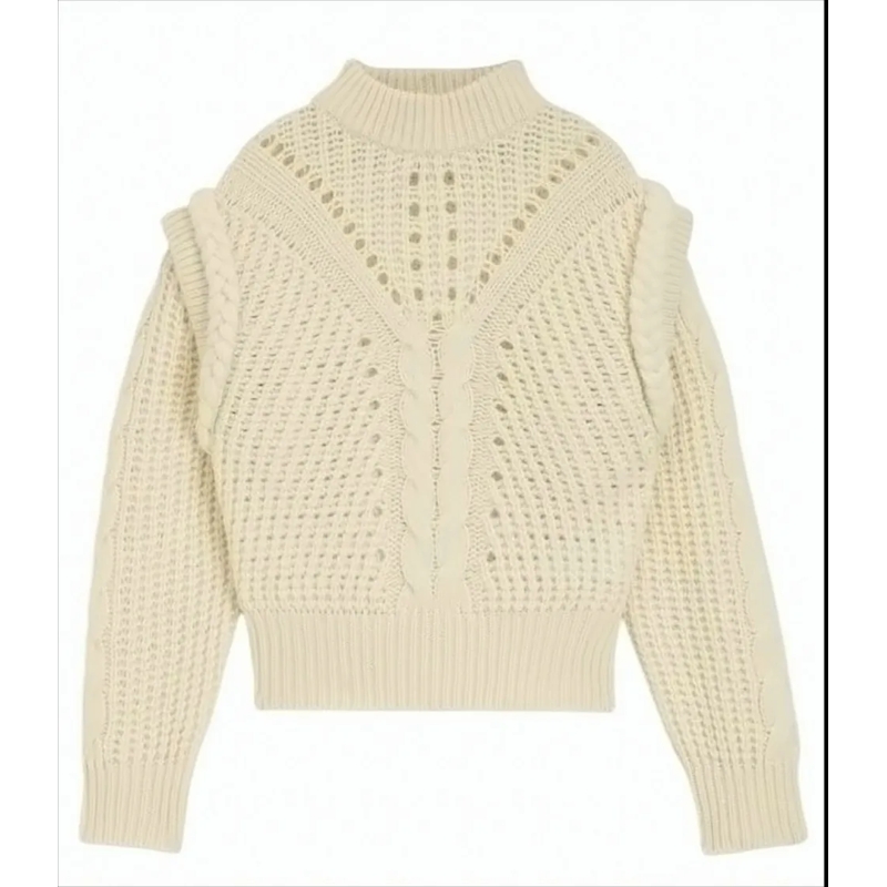 Boss Trui Cable Knit Sweater With Crew Neck Neutrals