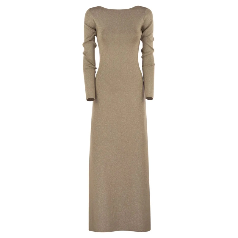 Max Mara  Bracco - Viscose And Lurex Slim Dress Neutrals