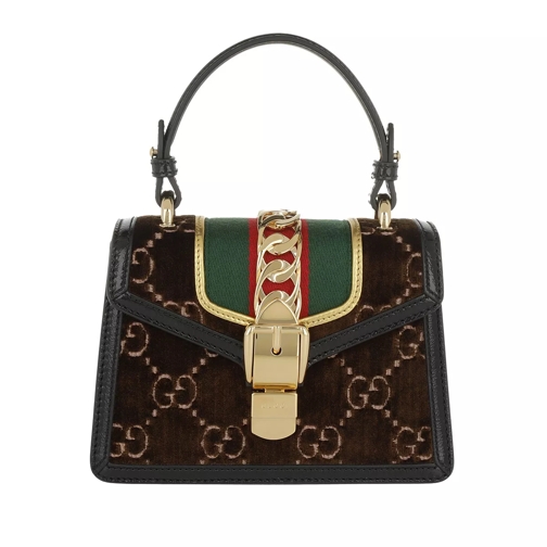 Gucci Sylvie GG Mini Bag Velvet Brown Crossbody Bag