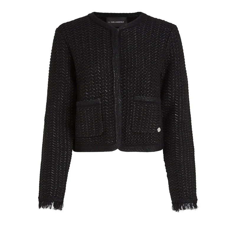 Karl Lagerfeld Gestricktes Oberteil Texturierter Cardigan schwarz