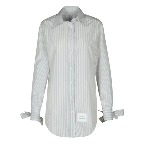 Thom Browne Shirts Long Shirt In Grey Silk Blend Grey