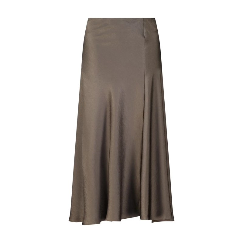 Riani Midirock Midi-Satinrock Dunkelbraun