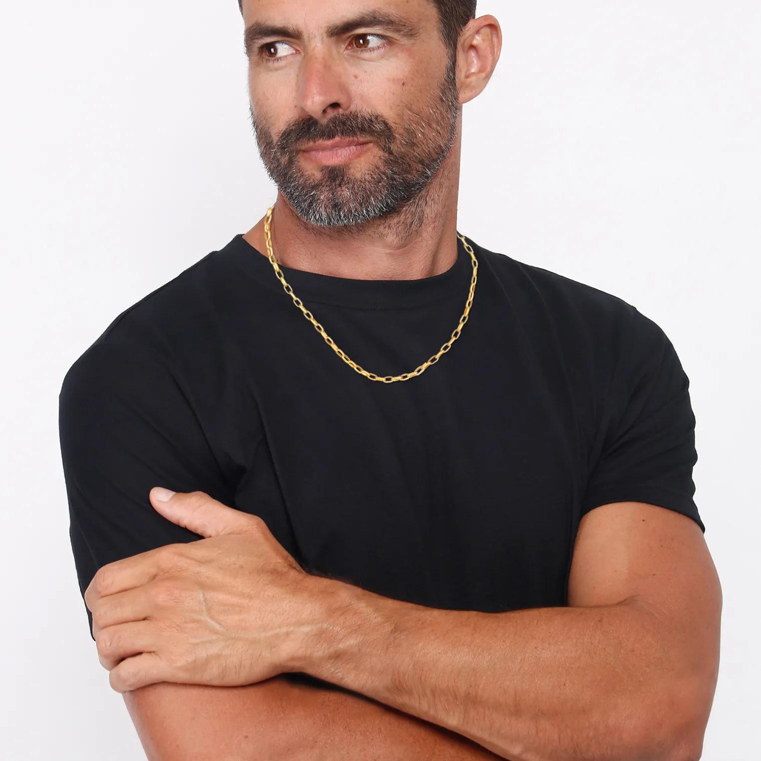 Thumbnail - Kuzzoi Halsketten - Halskette Herren Rundanker Oval Basic 925 Silber - Gr. unisize - in Gold - für Damen