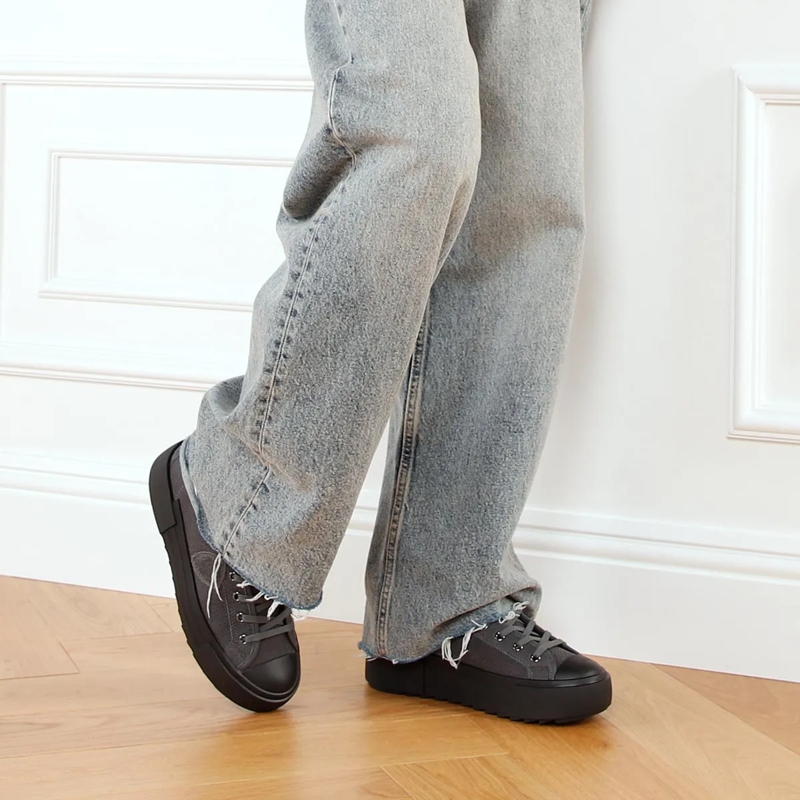 Philippe Model High-Top-Sneaker Paris Haute Mid Woman Nubuck Givre' Fur_Anthracite(Image 2)