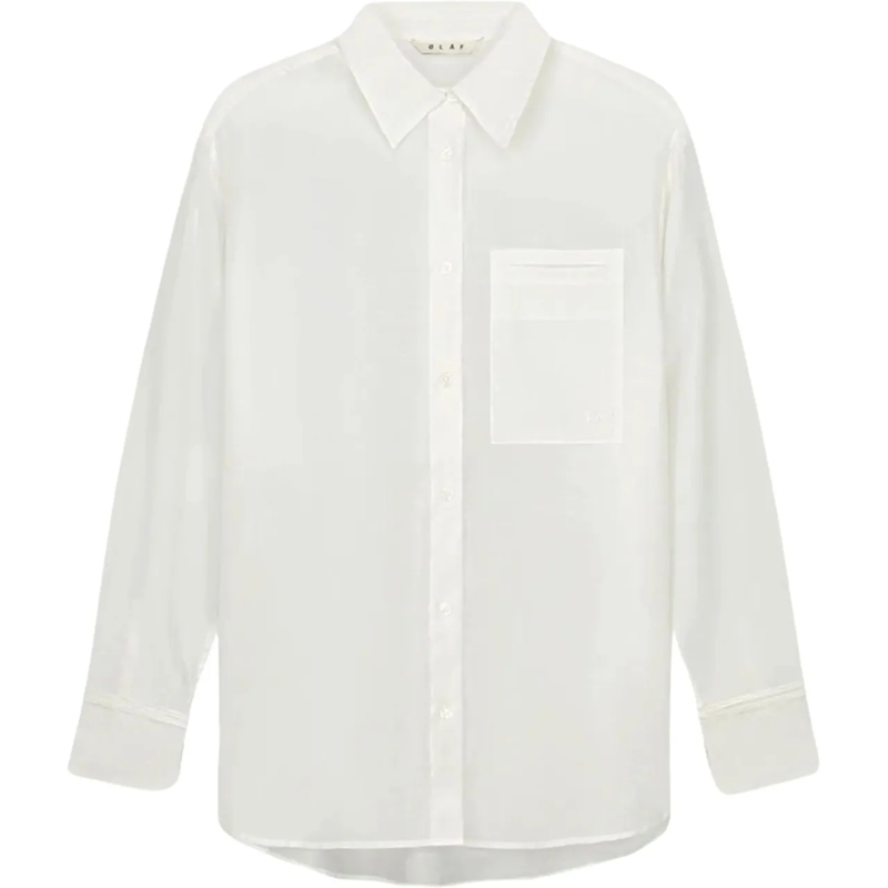 ØLÅF Bluse Olaf Semi-sheer Tie Detail Shirt Blouses Off White weiß