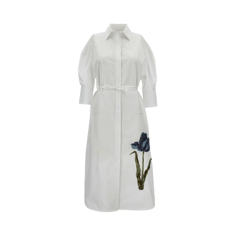 Erdem Midi-jurk Poplin Shirt Dress Neutrals
