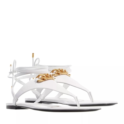 Valentino Garavani V-Logo Chain Thong Flat Sandal White Sandaler