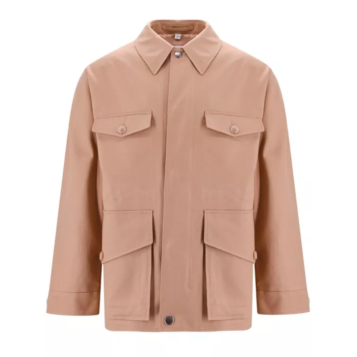 Burberry Logoed Buttons Cotton Jacket Neutrals