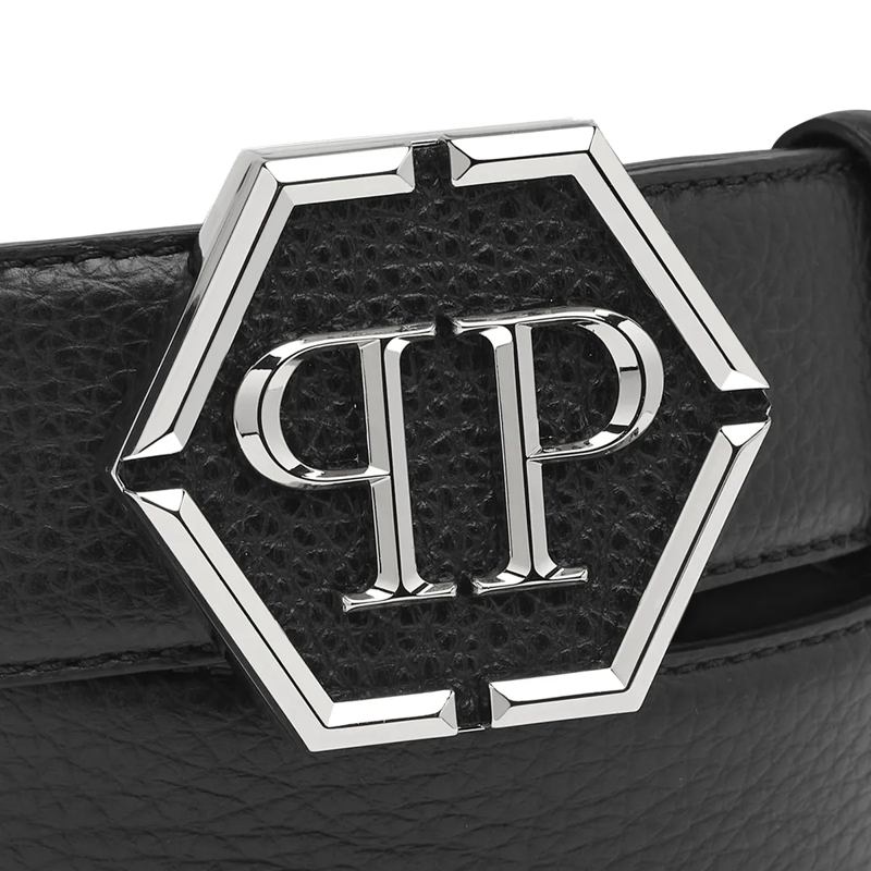 Philipp Plein Ledergürtel Gürtel Hexagon schwarz