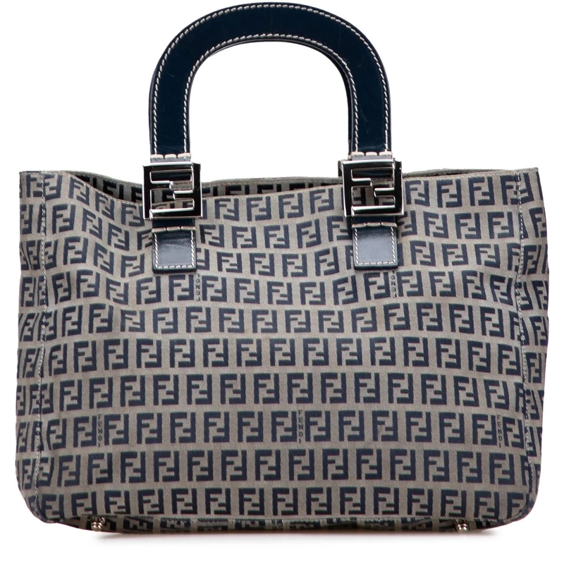 Fendi Shopper Small Zucchino Canvas Twins Tote grau