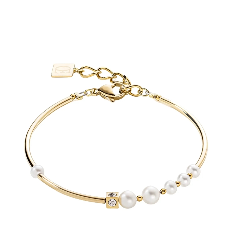 COEUR DE LION Armband Armband Asymmetrie Süßwasserperlen & Edelstahl weiss
