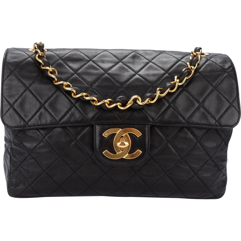 Chanel Sac à bandoulière Chanel Quilted Soft Lambskin 24K Gold Maxi Single  braun