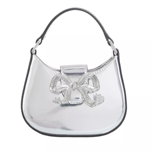 Self Portrait Curved Bow Micro Shoulder Bag Silver Mikrotasche