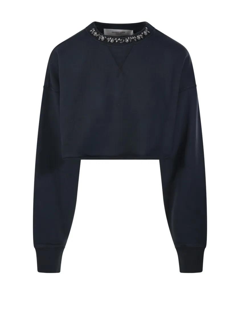 Thumbnail - Golden Goose - Cropped Crew Neck Sweatshirt - Größe M - schwarz