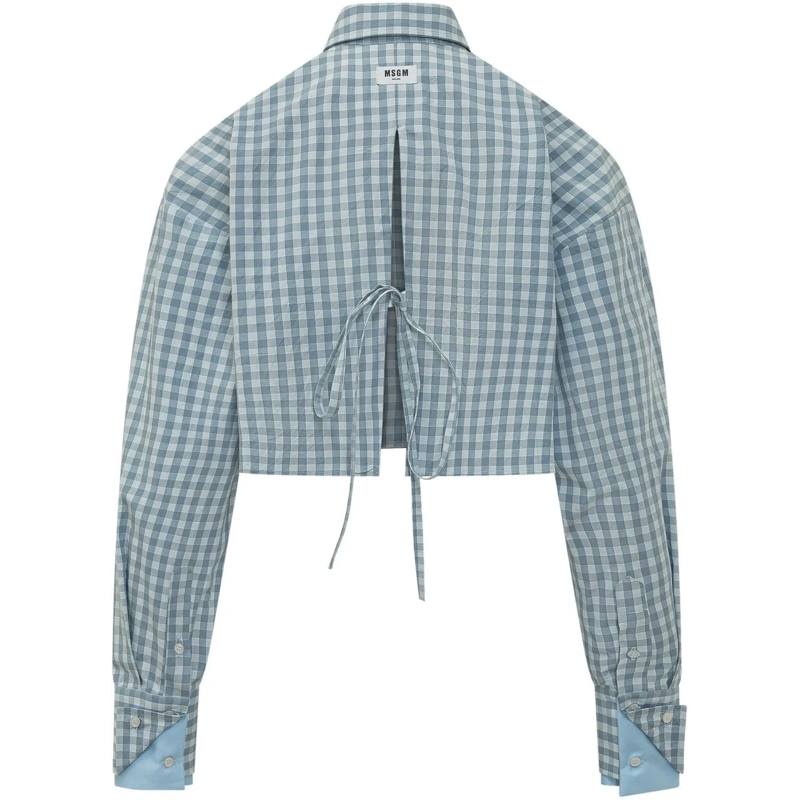 MSGM Chemisier Camicia Corta a Quadri hellblau(Image 2)