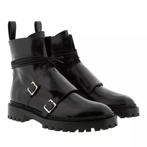 INCH2 Lace Up Monk Boots Leather Black Botte