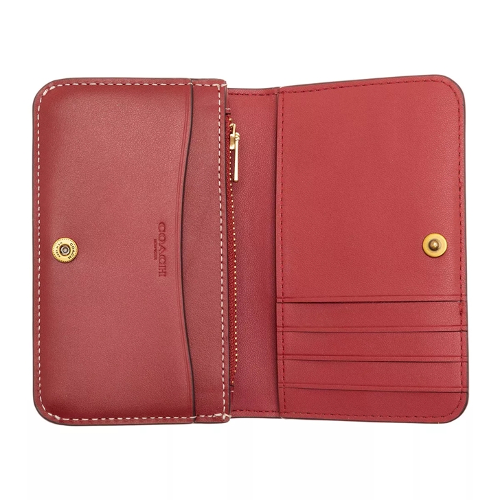 Coach Coated Canvas Signature With Heart Print Slim Card Tan Red