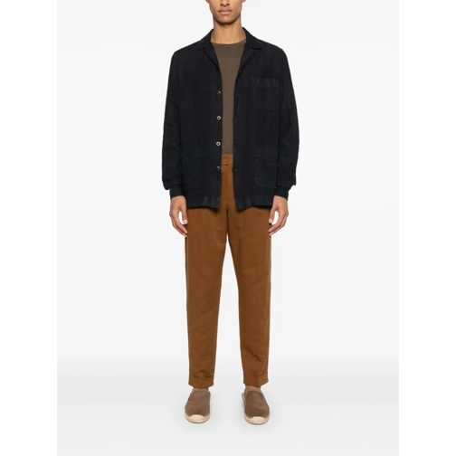 Boglioli Chemises Relaxed-Fit Navy Blue Overshirt With Camp Collar Black (Image 5)