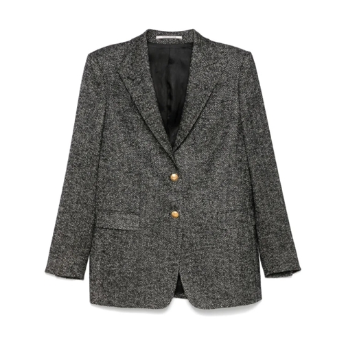 Tagliatore Blazer Black/White Wool Blend Herringbone Blazer Black