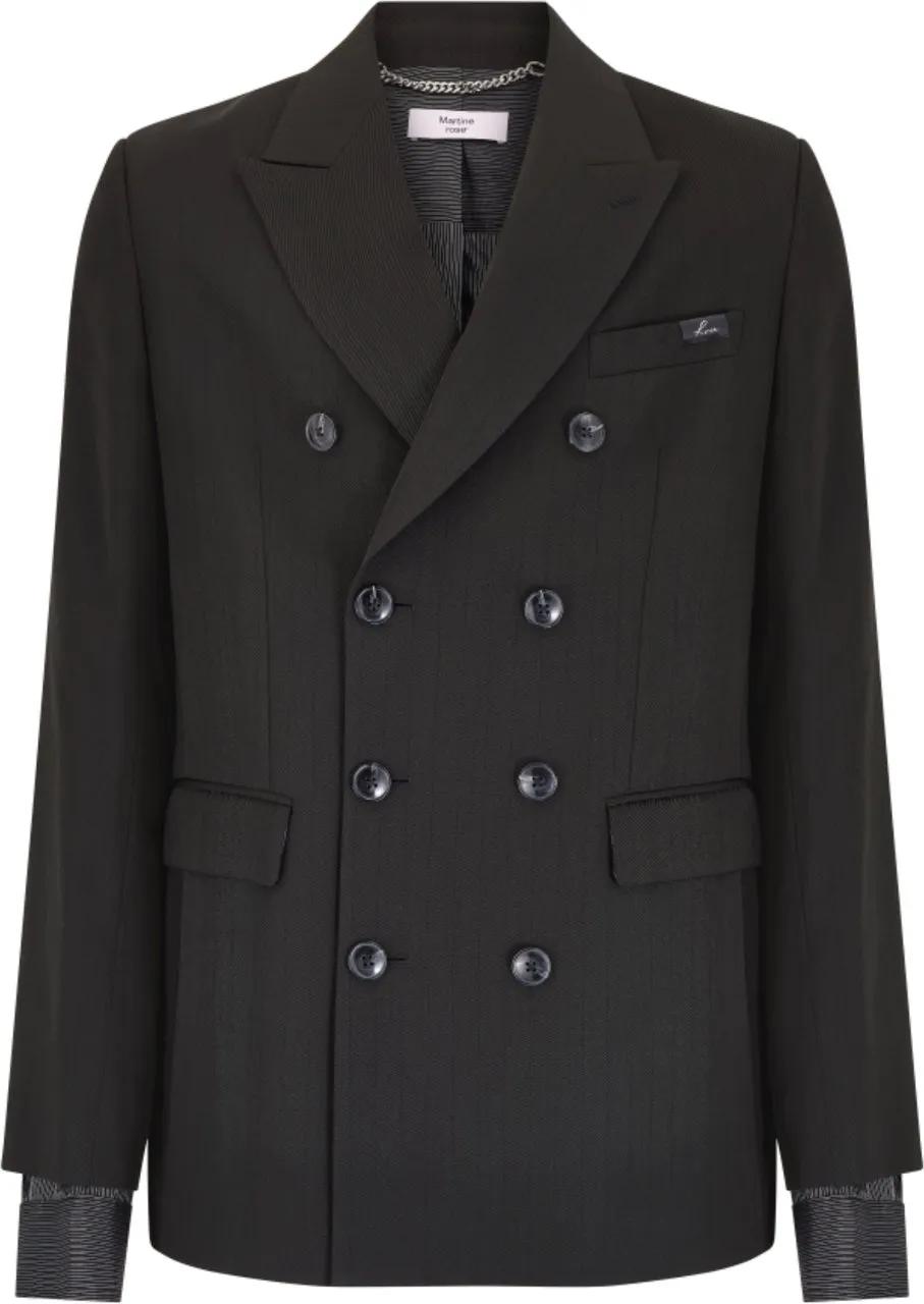 Thumbnail - Martine Rose - Double Breasted Short Coat Black Pinstripe - Größe 48 - schwarz