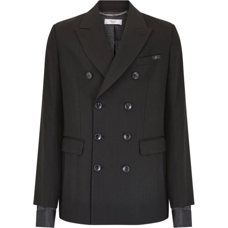 Martine Rose Daunenjacke Double Breasted Short Coat Black Pinstripe schwarz