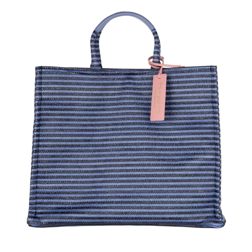 Coccinelle Handbag Woven Paper Fabric Multi Pacific Blue Shopper