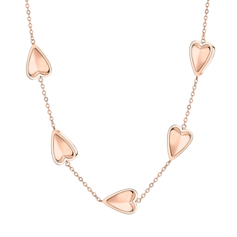 Liebeskind Berlin Mittellange Halskette Edelstahl Metal Heart rose