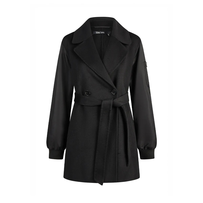 Marc Aurel Übergangsjacke Diese Doppelreiher Caban Outdoorjacke aus einem Ma schwarz