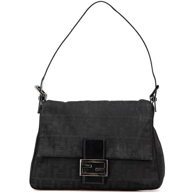 Fendi Schultertasche Zucca Canvas Mamma Forever schwarz