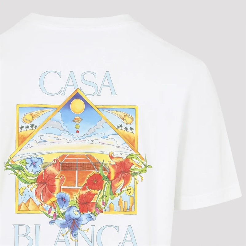 Casablanca T-Shirt Graphic Print Relaxed-Fit T-Shirt In Organic Cotto White(Image 3)