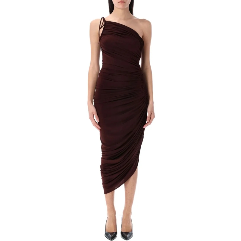 Magda Butrym Midikleid Asymmetrical Draped Midi Dress Burgundy