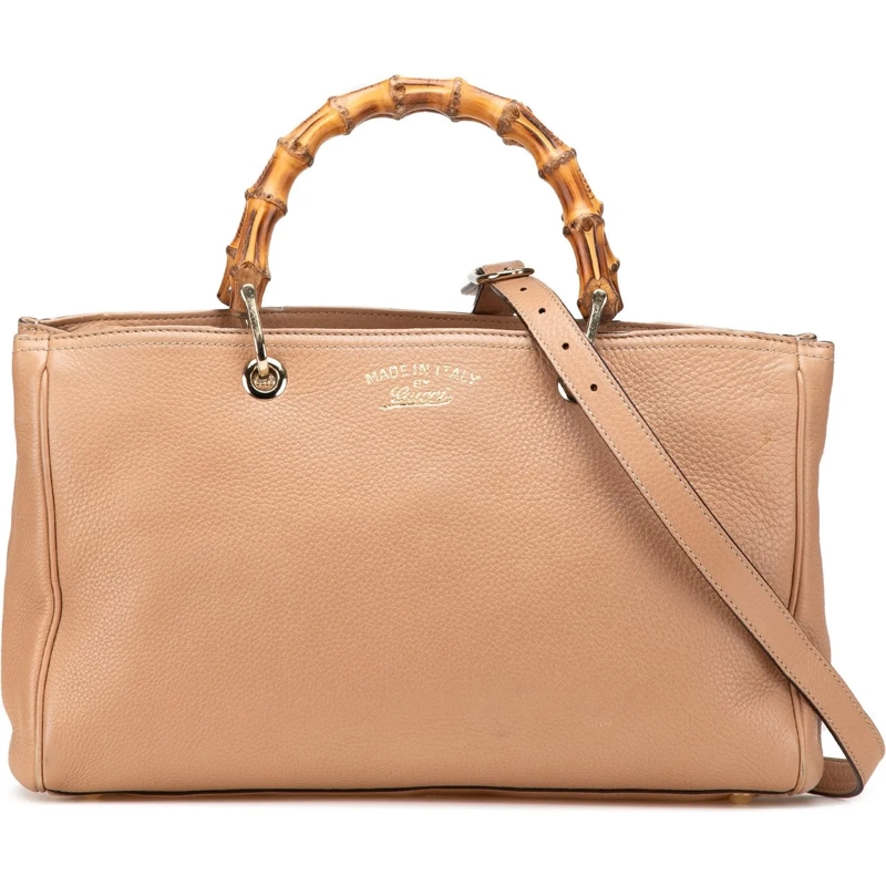 Gucci Schultertasche Medium Calfskin Bamboo Shopper Satchel braun