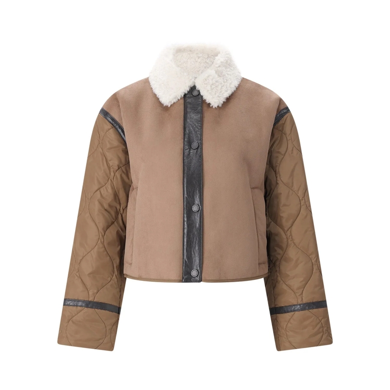 Max Mara Übergangsjacke Jacke Dgesatti mit Wollkragen braun