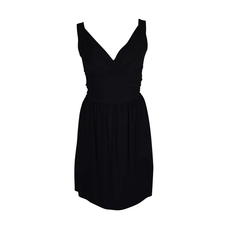 Balenciaga Midi-jurk Ruffled Mini Dress With Deep V-Neckline Black