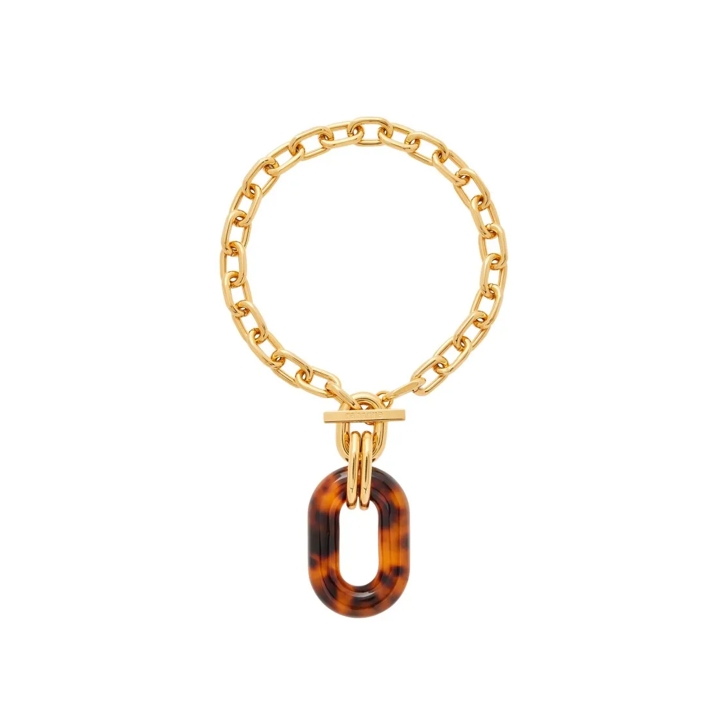 Paco Rabanne Gold And Tirtle Shell Necklace Gold Medium Halsketting