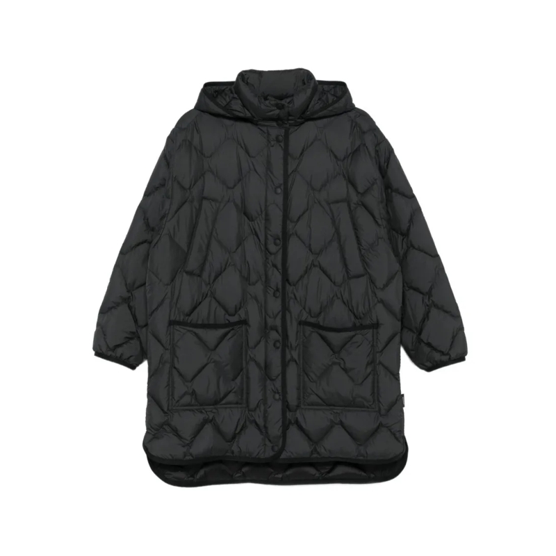 Woolrich Wintermantel Quilted Oversized Woolrich Coat With Hood Black