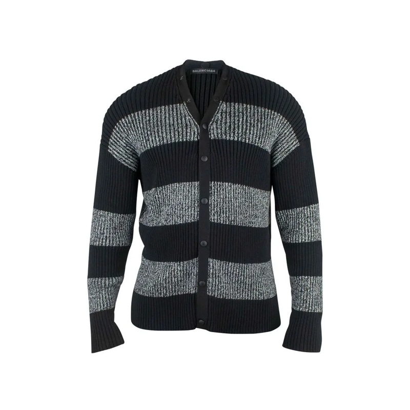 Balenciaga Strickjacke Ribbed Black And Grey Cardigan Black