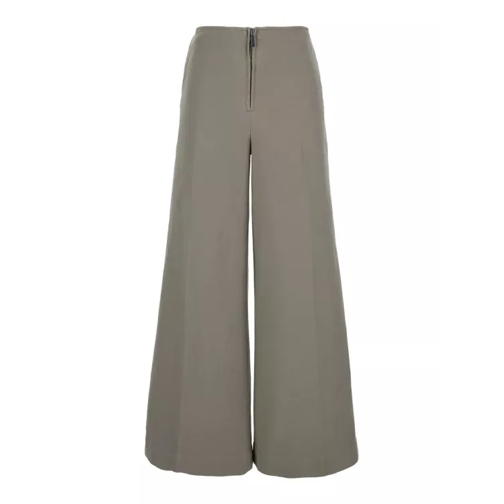 TOTEME Grey Wide Pants With Zip Closure In Tech Fabric Grey 