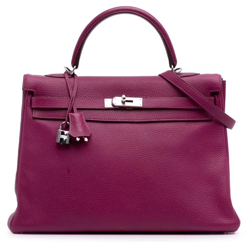 Hermès Schultertasche Togo Kelly II Retourne 35 lila