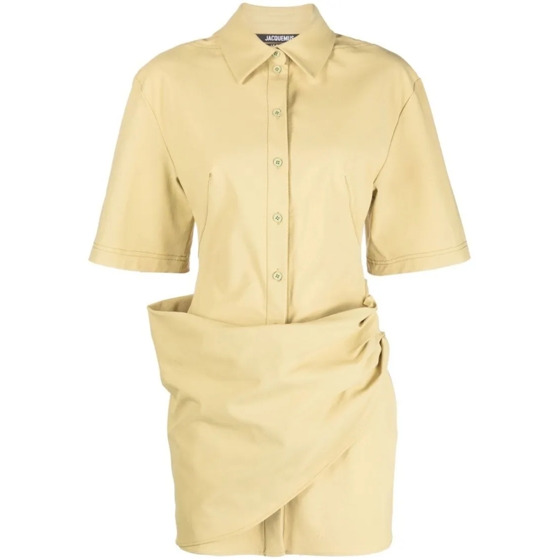 Jacquemus Mini-jurk Draped Shirt Dress Neutrals