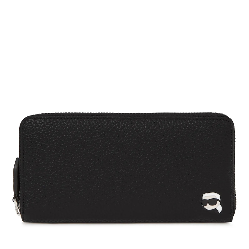 Karl Lagerfeld Geldbörse IKON Pebble Brieftasche im Continental-Stil schwarz