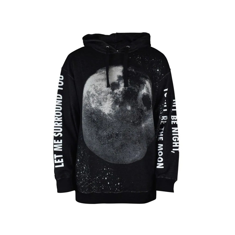 Valentino Garavani  Moon Print Oversized Hoodie With Ribbed Hems Black