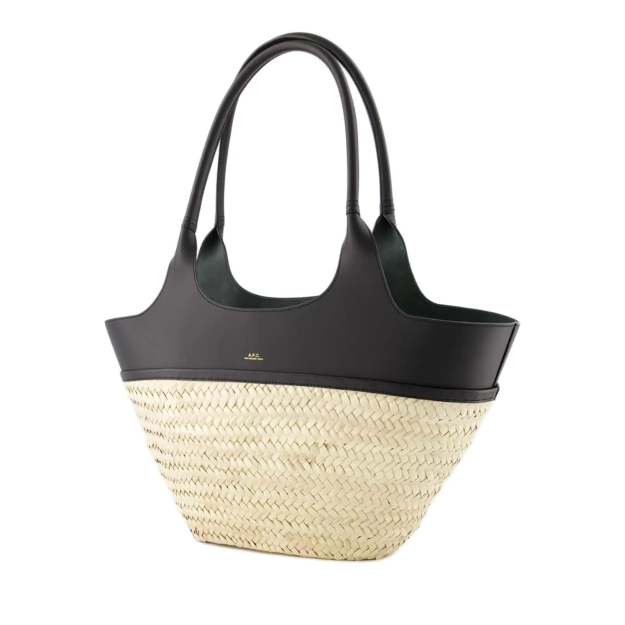 A.P.C. Shoppers & Totes Panier Tanger Shoulder Bag Leather Black in zwart