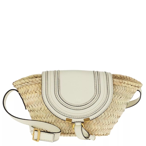 Chloé Small Marcie Basket Bag Hand-Braided Raffia Natural White Mandtas