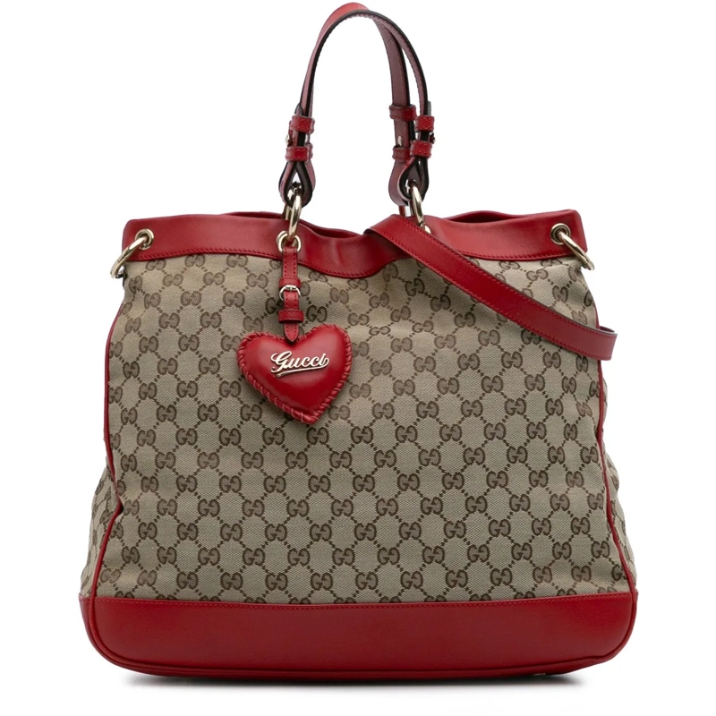 Gucci Schultertasche Medium GG Canvas Valentine Top Handle Bag braun