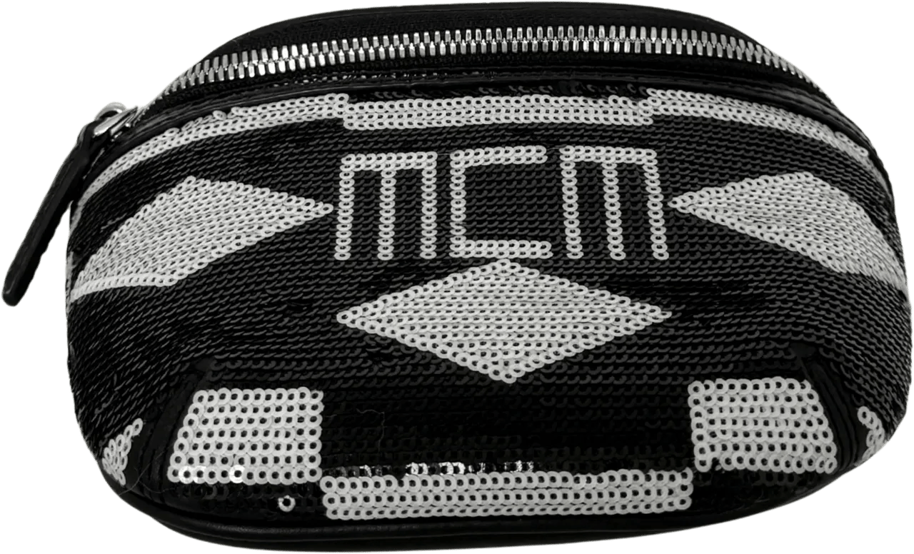 Thumbnail - MCM Hobo Bags - MCM Geo Croco shoulder bag with sequins, black - Gr. unisize - in Schwarz - für Damen