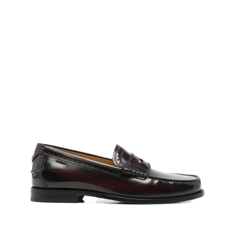 Bally Loafer Burgundy Leather Flat Shoes Black