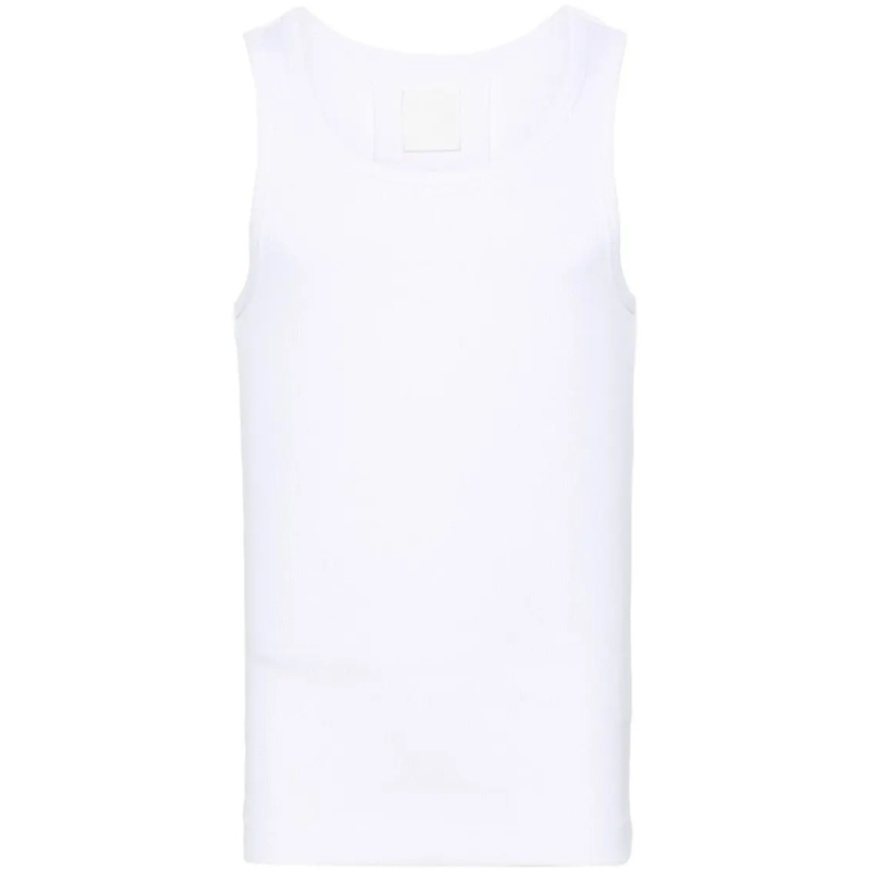 Givenchy T-shirt Fine Ribbed Stretch-Cotton Sleeveless T-Shirt White