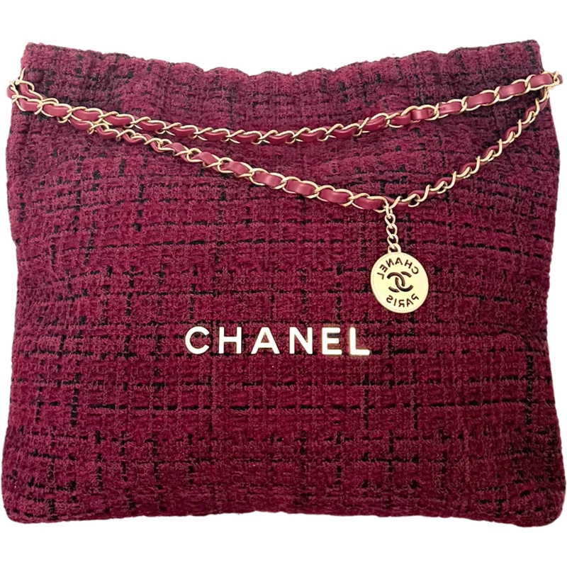 Chanel Fourre-tout Chanel 22 medium-sized hobo bag in tweed, burgundy rot