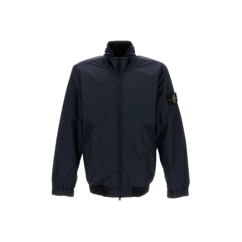 Stone Island Bomberjack Crinkled-Texture Bomber Jacket In Weather-Resistan Black
